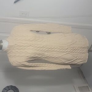 Guinevere Cable Knit 100% Wool Snap Button Cardigan Sweater Size Small